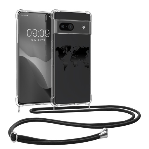 Husa Kwmobile cu jnur pentru Google Pixel 8a, Transparent/Negru, Silicon, KWM000020KX004C