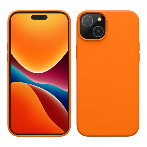 Husa Kwmobile pentru Apple iPhone 15 Plus, Portocaliu, Silicon, 61954.15