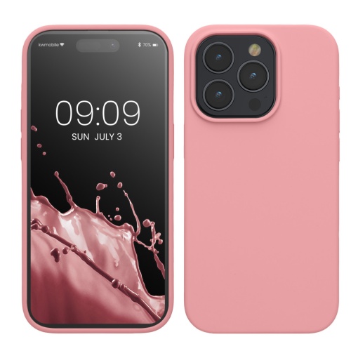 Husa Kwmobile pentru Apple iPhone 15 Pro, Roz deschis, Silicon, KWM000020CC052C