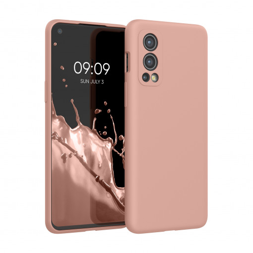 Husa Kwmobile pentru OnePlus Nord 2 5G, Silicon, Rose Gold, 56070.237