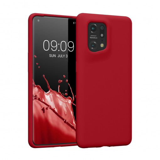 Husa Kwmobile pentru OPPO Find X5, Silicon, Rosu, 57629.100