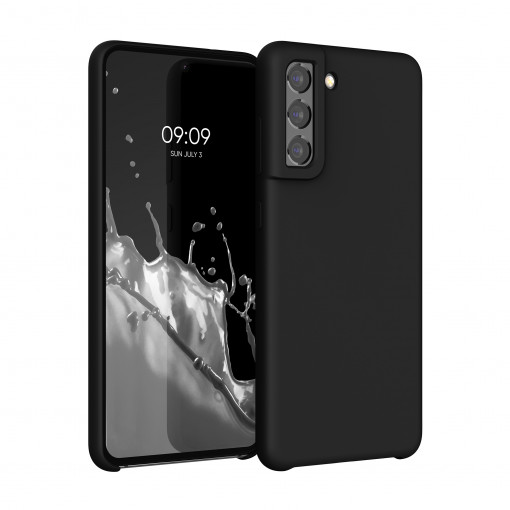 Husa Kwmobile pentru Samsung Galaxy S21 FE, Silicon, Negru, 55487.01