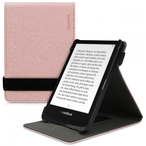 Husa pentru PocketBook Touch Lux 4 / Basic Lux 2 / Touch HD 3, Piele ecologica, Rose Gold, 47288.81