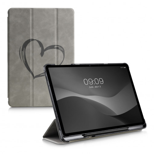Husa pentru tableta Samsung Galaxy Tab S7 Plus/Galaxy Tab S7 FE, Kwmobile, Gri, Piele ecologica, 56272.01