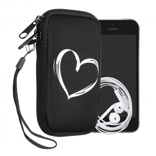 Husa Universala Kwmobile marime XS - 4 inch, Neopren, Negru/Alb, 30226.32.02