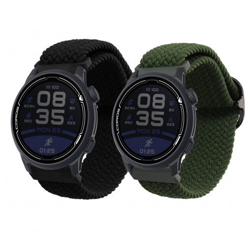 Set 2 curele pentru Coros Pace 2/Apex (42mm), Kwmobile, Negru/Verde, Nylon, 59532.01