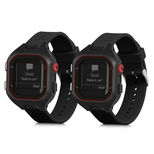 Set 2 curele pentru Garmin Forerunner 25, Kwmobile, Negru, Silicon, 57902.01