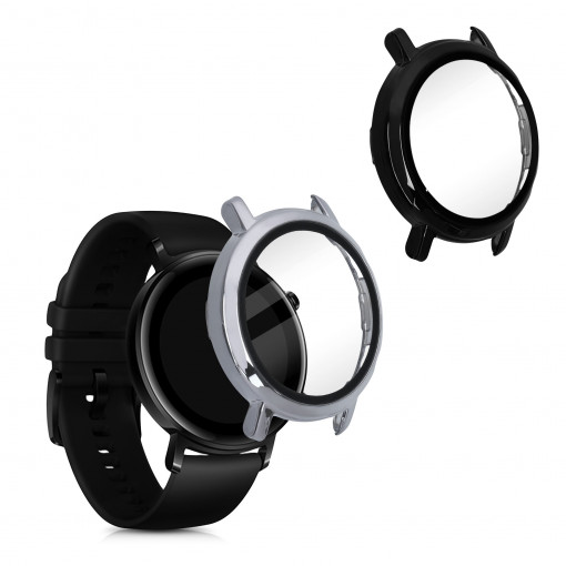 Set 2 huse pentru Huawei Watch GT2 (42mm), Plastic, Negru / Silver, 53395.01
