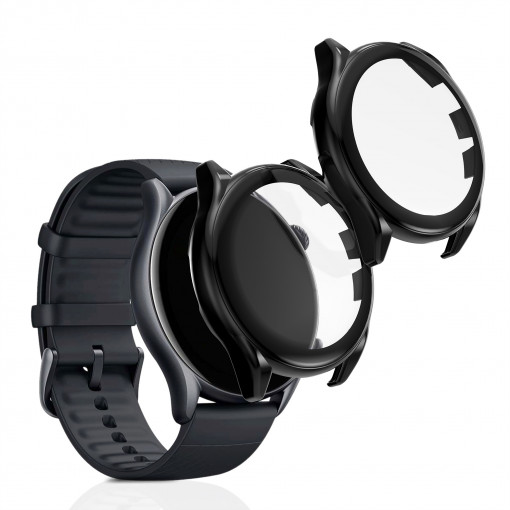 Set 2 Huse pentru Xiaomi Amazfit GTR 3 Pro / Amazfit GTR 3, kwmobile, Sticla securizata, Negru, 56908.01