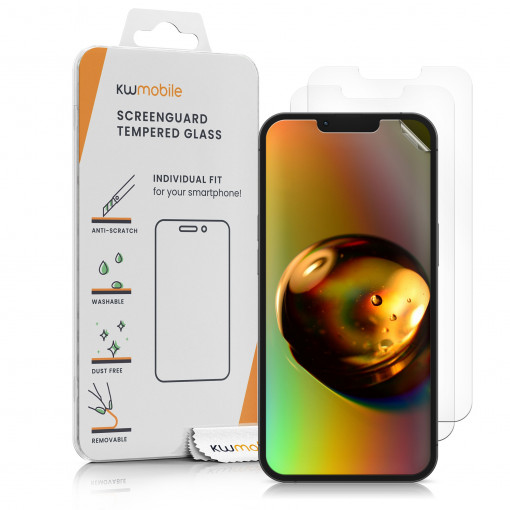 Set 3 folii de protectie Kwmobile pentru Apple iPhone 14 Plus, Fata, Polimer, 59224.1