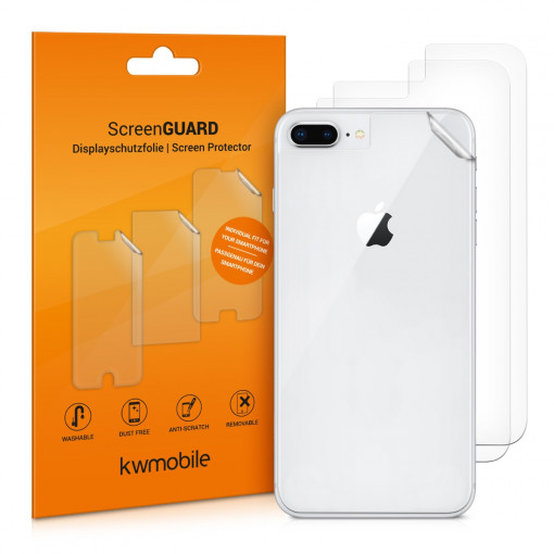 Set 3 Folii de protectie pentru Apple iPhone 8 Plus / iPhone 7 Plus, kwmobile, Spate, Transparenta, 43326.5