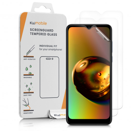 Set 3 Folii de protectie pentru Motorola Moto G Pure, kwmobile, Fata, Transparenta, 56647.1