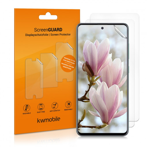 Set 3 Folii de protectie pentru Samsung Galaxy A51, kwmobile, Fata, Transparenta, 51934.1