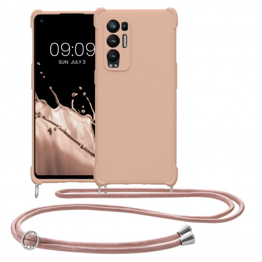 Bumper kwmobile pentru OPPO Find X3 Neo, Silicon, Roz, 58105.225