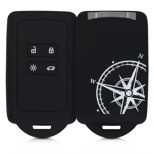 Husa Cheie Auto pentru Renault / Dacia - 4 Butoane - Keyless Go, Silicon, Negru, 49769.09