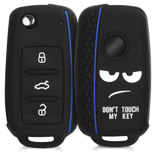 Husa Cheie Auto pentru VW / Skoda / Seat - 3 Butoane, kwmobile, Silicon, Negru, 46965.04
