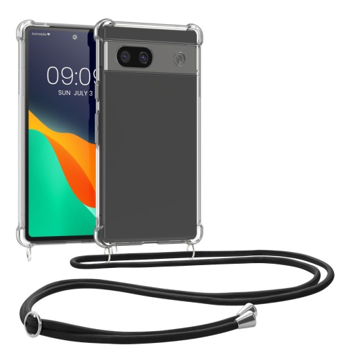 Husa Kwmobile cu jnur pentru Google Pixel 8a, Transparent/Negru, Silicon, KWM000020KZ001C