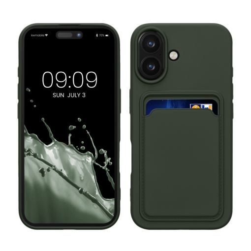 Husa Kwmobile pentru Apple iPhone 16, Verde inchis, Silicon, KWM000022UF002C