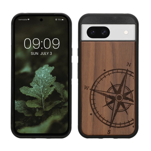 Husa Kwmobile pentru Google Pixel 8a, Maro, Lemn/Silicon, KWM000020KV001C
