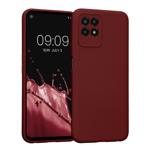 Husa Kwmobile pentru Realme 8i, Silicon, Rosu, 58293.187