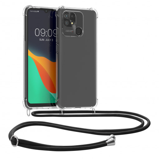 Husa Kwmobile pentru Xiaomi Redmi 10C, Silicon, Transparent/Negru, 59234.01