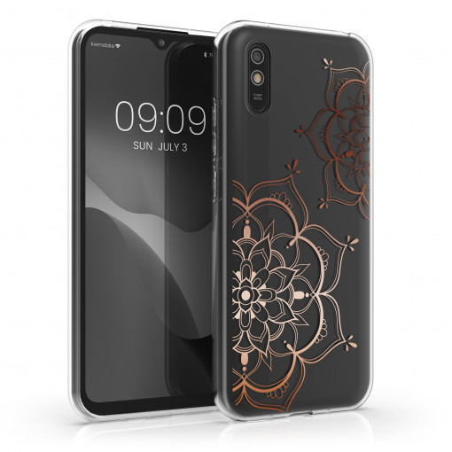 Husa Kwmobile pentru Xiaomi Redmi 9A/Redmi 9AT, Silicon, Transparent/Rose Gold, 57092.02