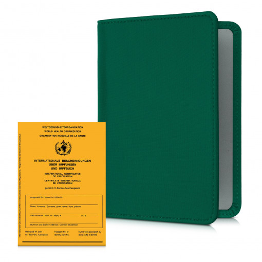 Husa pentru certificatul international de vaccinare si pasaport, Kwmobile, Verde, Neopren, 56974.78
