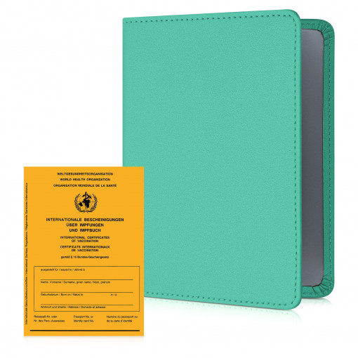 Husa pentru certificatul international de vaccinare si pasaport, Kwmobile, Verde, Piele ecologica, 55402.71