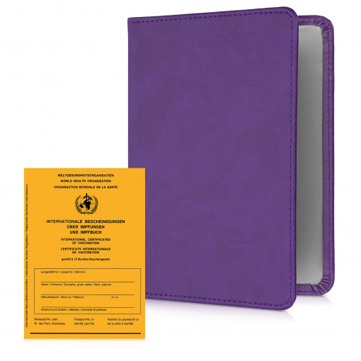 Husa pentru certificatul international de vaccinare si pasaport, Kwmobile, Mov, Piele ecologica, 55402.38