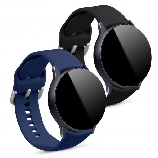 Set 2 Curele pentru Samsung Galaxy Active 2 40mm / 44mm, kwmobile, Silicon, Albastru / Negru, 56652.01