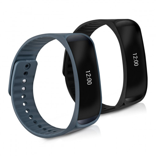Set 2 Curele pentru Samsung Gear fit R350, kwmobile, Silicon, Albastru / Negru, 38718.01