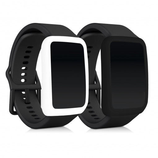 Set 2 huse kwmobile pentru OPPO Watch Free, Silicon, Negru/Alb, 58877.03