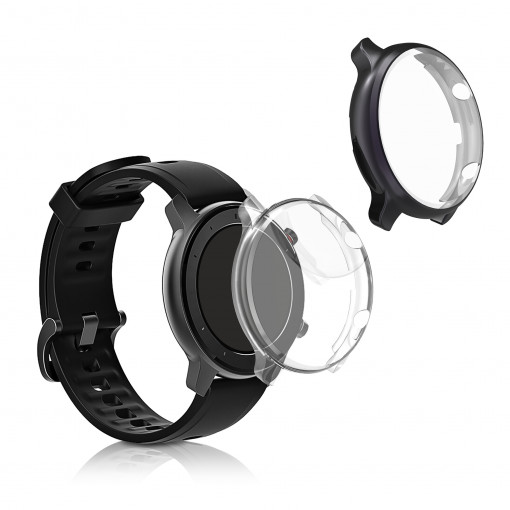 Set 2 Huse pentru Xiaomi Amazfit GTR 2 / Amazfit GTR 2e, kwmobile, Silicon, Negru / Transparent, 53907.04