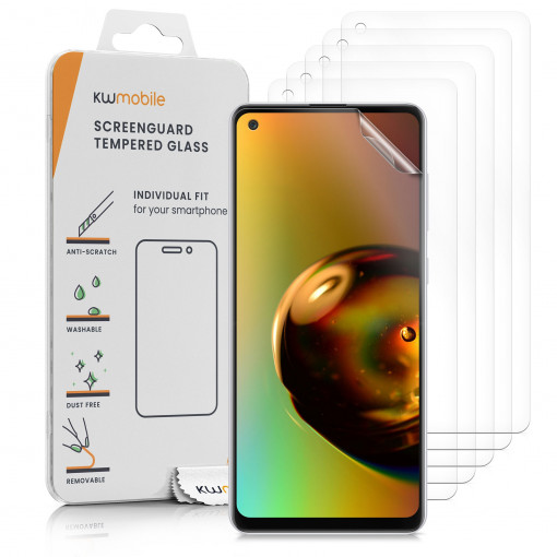 Set 6 folii de protectie Kwmobile pentru Samsung Galaxy A21s, Fata, Polimer, 57596.1
