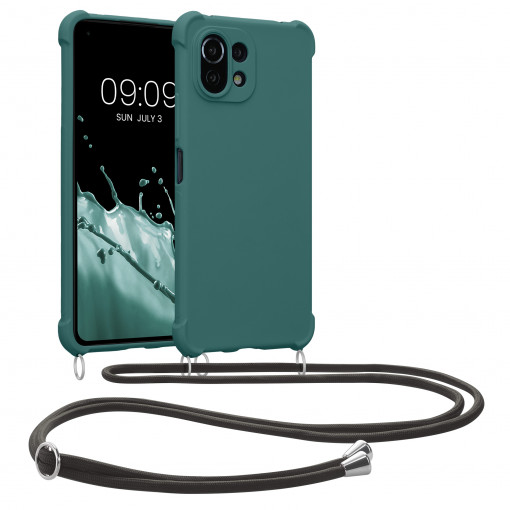 Bumper kwmobile pentru Xiaomi 11 Lite 5G NE/Mi 11 Lite 5G, Silicon, Verde, 55902.78