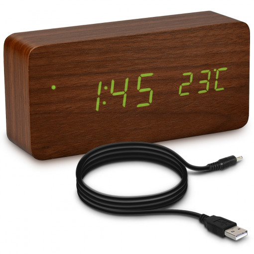 Ceas digital din lemn cu alarma, umiditate, temperatura, 40800