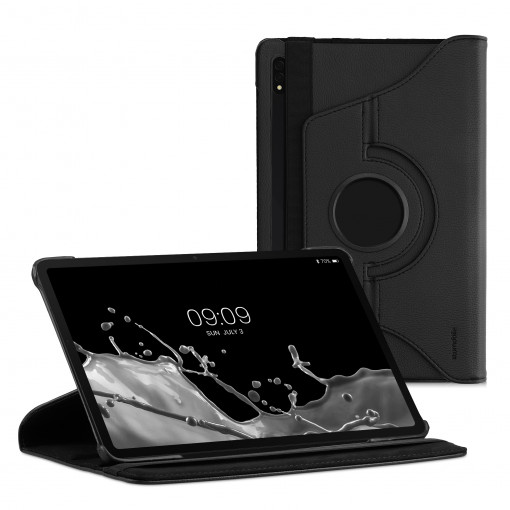 Husa 360° pentru tableta Samsung Galaxy Tab S8, Kwmobile, Negru, Piele ecologica, 58033.01
