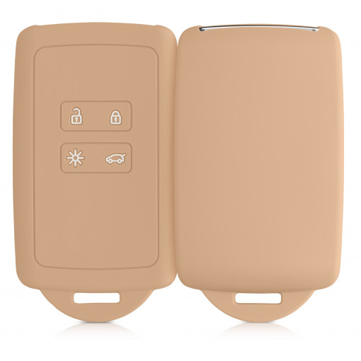 Husa Cheie Auto kwmobile pentru Renault/Dacia 4 Butoane - Keyless Go, Silicon, Maro, 48035.245
