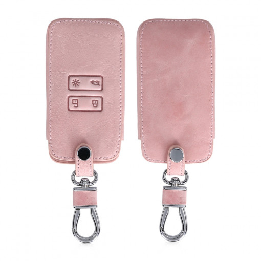 Husa Cheie Auto pentru Renault / Dacia - 4 Butoane - Keyless Go, Piele ecologica, Rose Gold, 44135.81