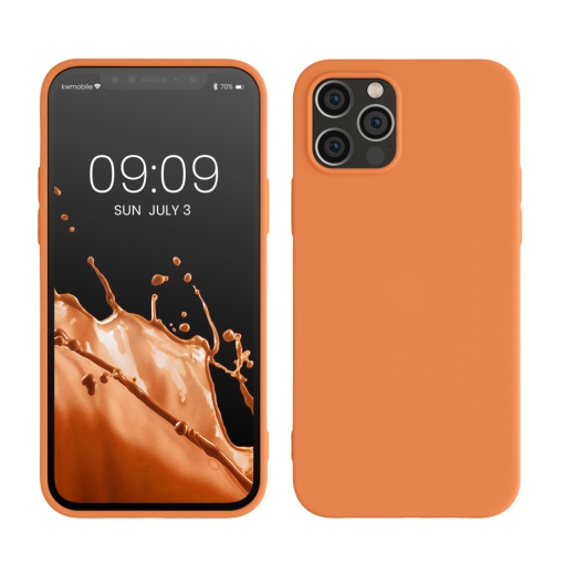 Husa Kwmobile pentru Apple iPhone 12/iPhone 12 Pro, Portocaliu, Silicon, KWM0000129A056C