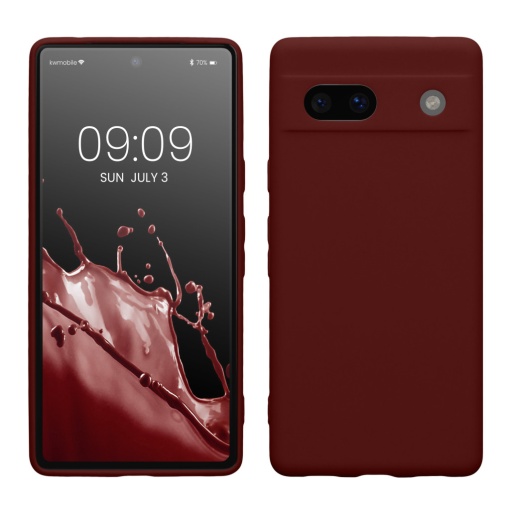 Husa Kwmobile pentru Google Pixel 7a, Rosu inchis, Silicon, KWM000019YF039C