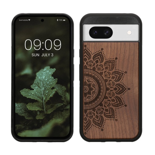 Husa Kwmobile pentru Google Pixel 8a, Maro, Lemn/Silicon, KWM000020KV002C