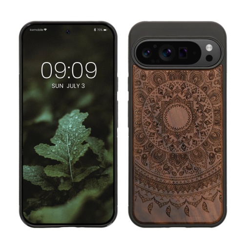 Husa Kwmobile pentru Google Pixel 9 Pro XL, Maro, Lemn/Silicon, KWM000020QT003C