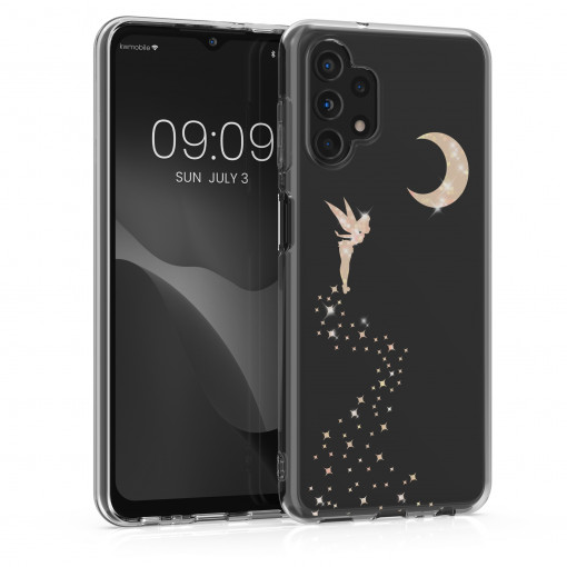 Husa Kwmobile pentru Samsung Galaxy A13, Silicon, Transparent/Auriu, 58797.01