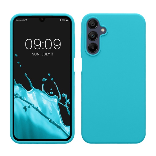 Husa Kwmobile pentru Samsung Galaxy A15 5G, Albastru deschis, Silicon, KWM000021MF028C