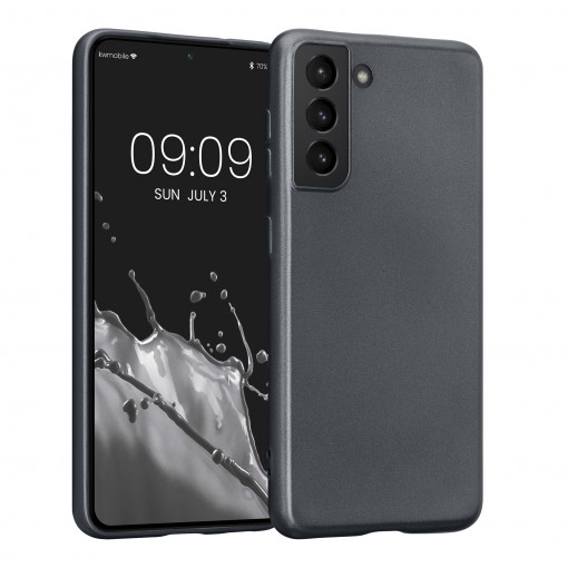 Husa Kwmobile pentru Samsung Galaxy S21, Silicon, Gri, 57949.232