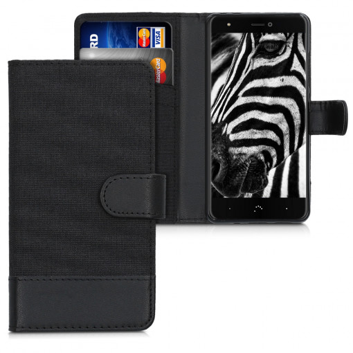 Husa pentru BQ Aquaris X / Aquaris X Pro, Textil, Negru, 41833.04