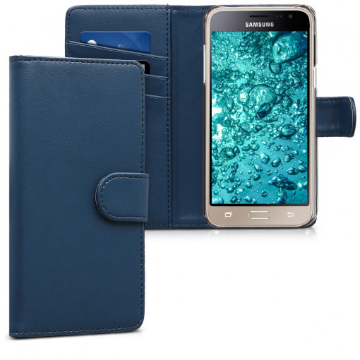 Husa pentru Samsung Galaxy J3 (2016), Piele ecologica, Albastru, 40583.17