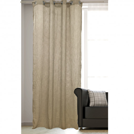 Perdea opaca Pauline cu inele Jemidi, 140 x 245 cm, Maro, Poliester, 55271.34