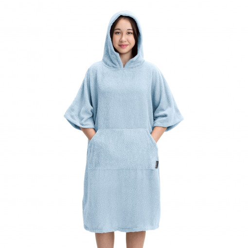 Poncho de baie pentru copii Homelevel, 10-13 ani, Albastru, Bumbac organic, 54880.23.43